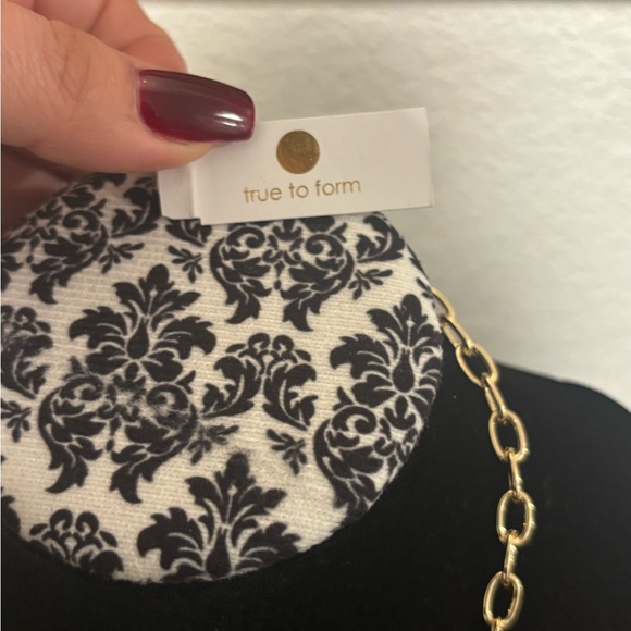 Floral Blue and Gold Teardrop Necklace - Picture 5 of 7